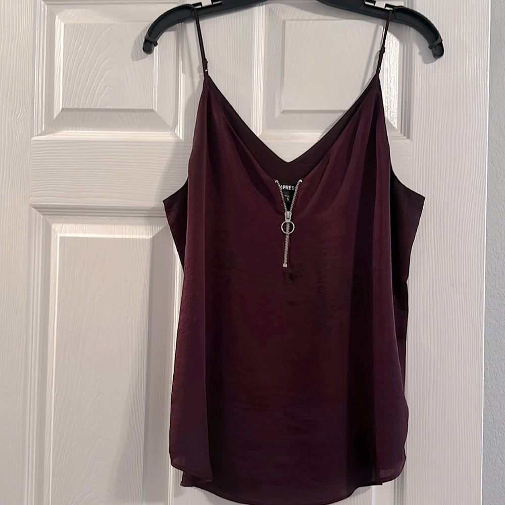 Express Satin Zipper Front Downtown Cami